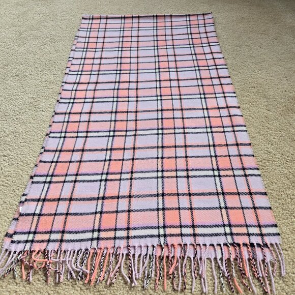 J. Crew Pink Plaid Wool Blend Scarf - Picture 6 of 8